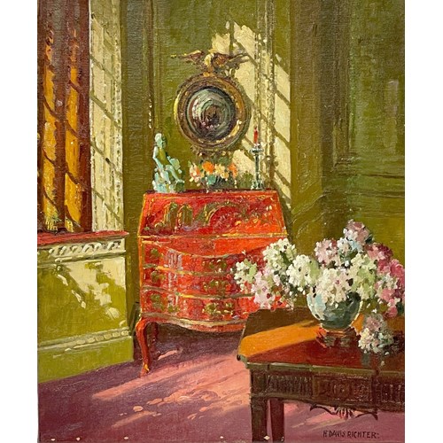 “View of an elegant panelled interior”